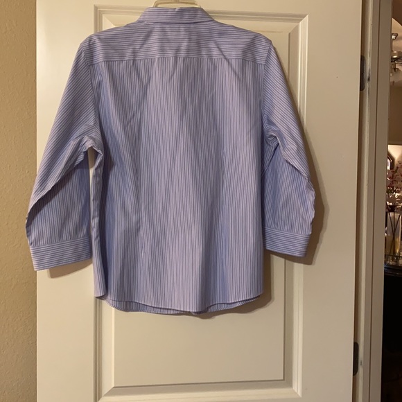 LL Bean Blue Stripe Blouse Size Large - Picture 2 of 3